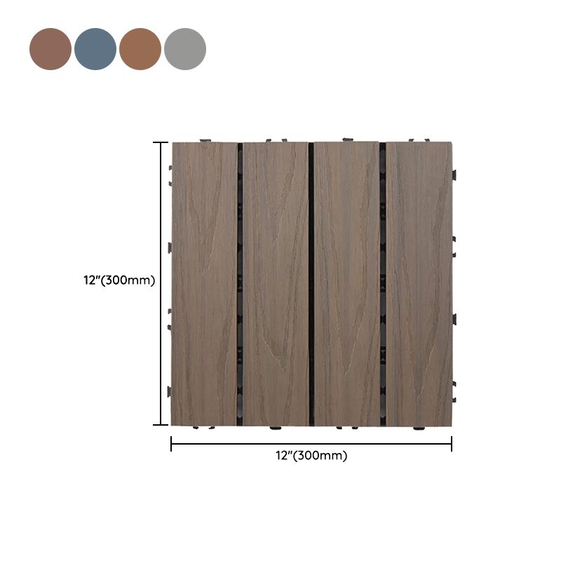 Lisslune | Square Patio Tiles Interlocking Striped Pattern Deck Board