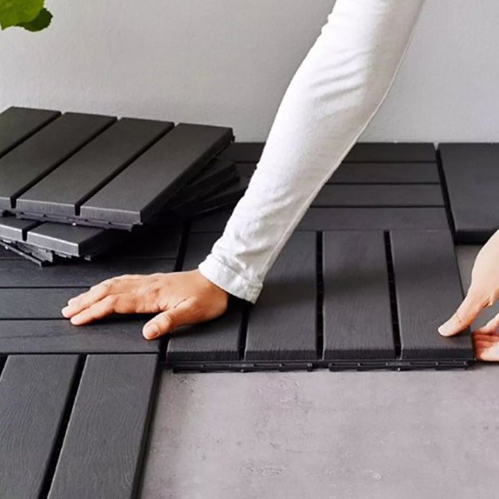 Lisslune | 4-Slat 12" X 12" PVC Floor Tiles Connection Installation Floor Tiles