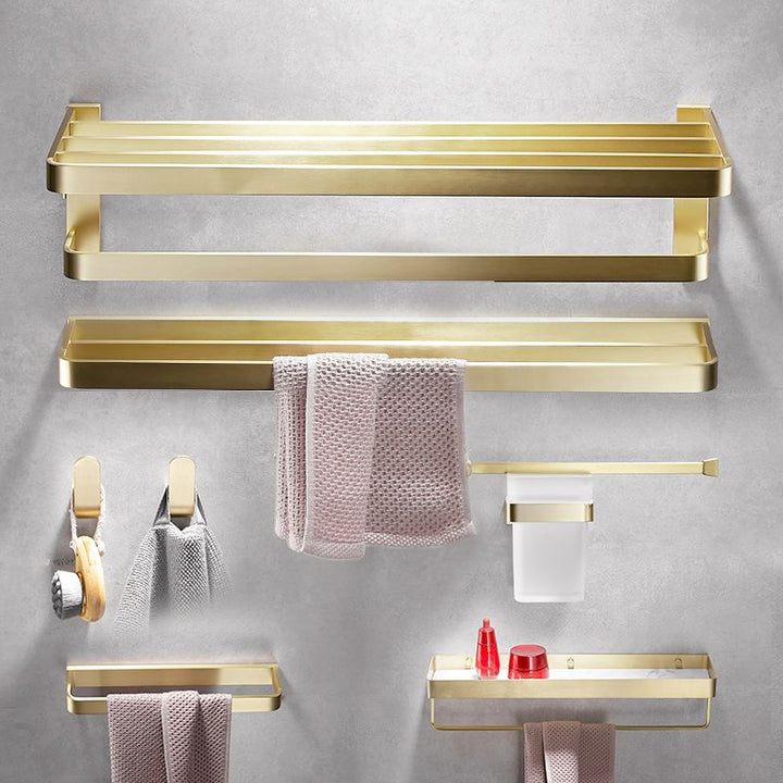 Lisslune | Brushed Brass Bathroom Hardware Set Retro Golden Bathroom Accessory Set