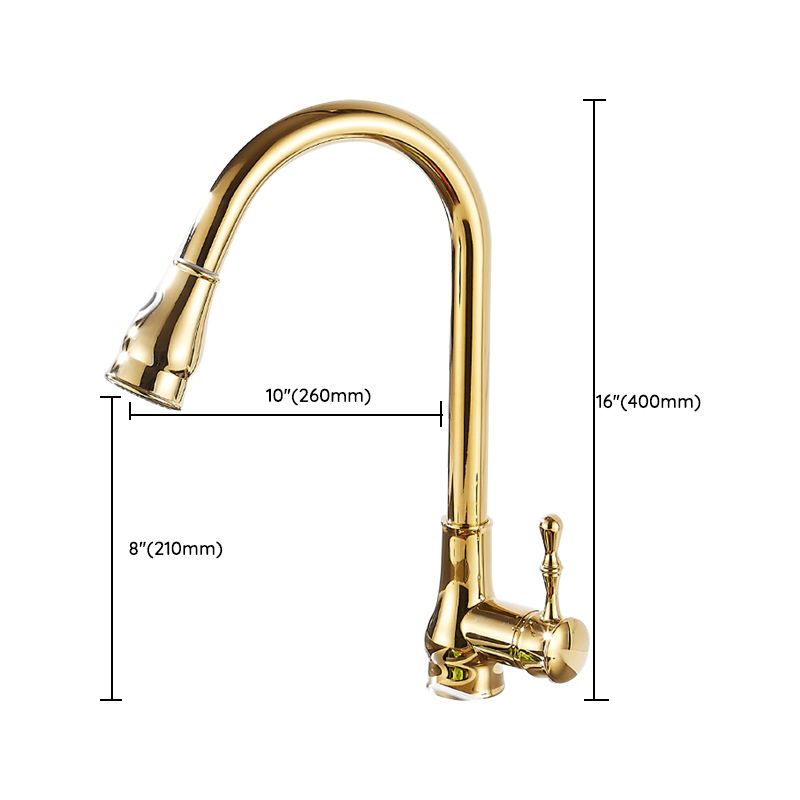 Lisslune | Brushed Gold Kitchen Faucet High Arc Swivel Spout with Pull-Down Spray Head