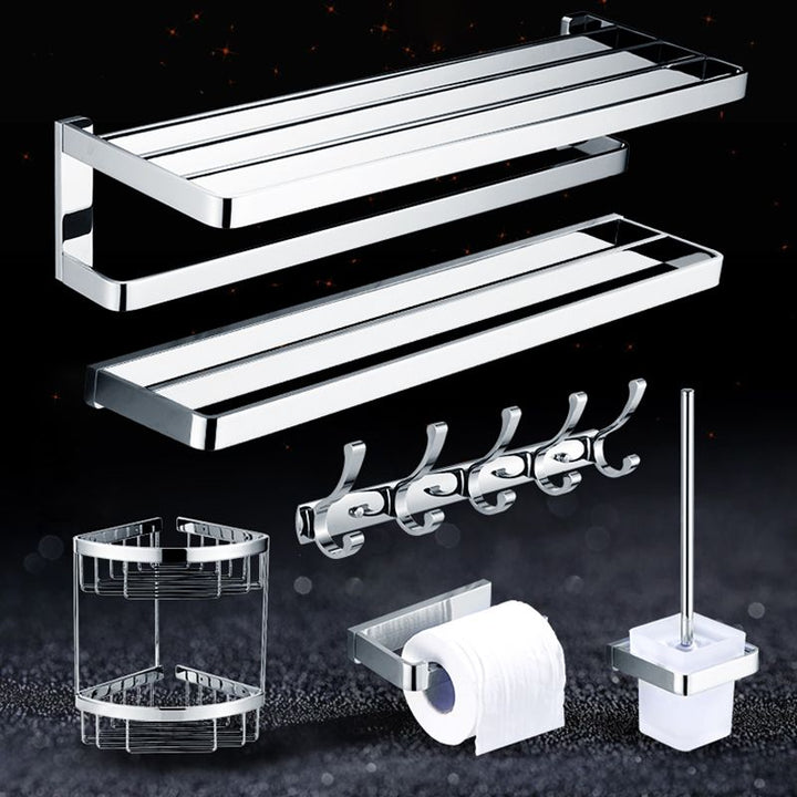 Lisslune | Polished Chrome Bathroom Accessory Set Modern Brass Bathroom Accessory Kit