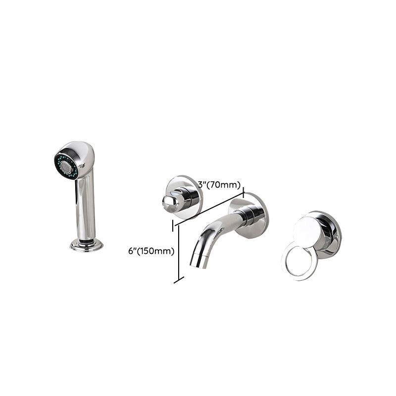 Lisslune | Wall Mounted Faucet Brass Lever Handle Bathroom Faucet Hand Shower