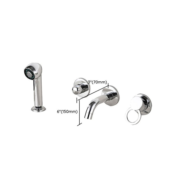 Lisslune | Wall Mounted Faucet Brass Lever Handle Bathroom Faucet Hand Shower