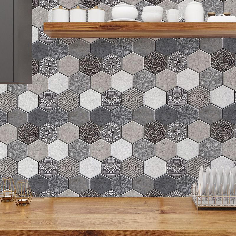 Lisslune | Tile-Peel & Stick Hexagon Waterproof Plastic Tile-Peel & Stick for Shower 2-Pack