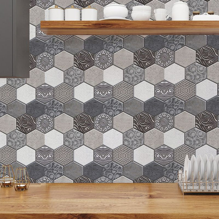 Lisslune | Tile-Peel & Stick Hexagon Waterproof Plastic Tile-Peel & Stick for Shower 2-Pack