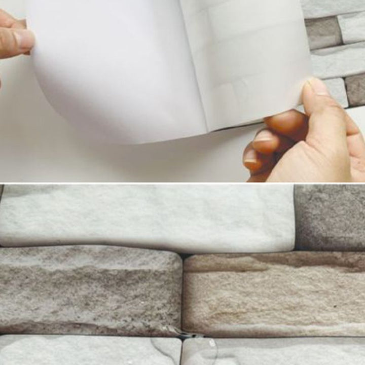 Lisslune | PVC Peel & Stick Tile Kitchen waterproof splash guard Peel and Stick Wall Tile Set of 18