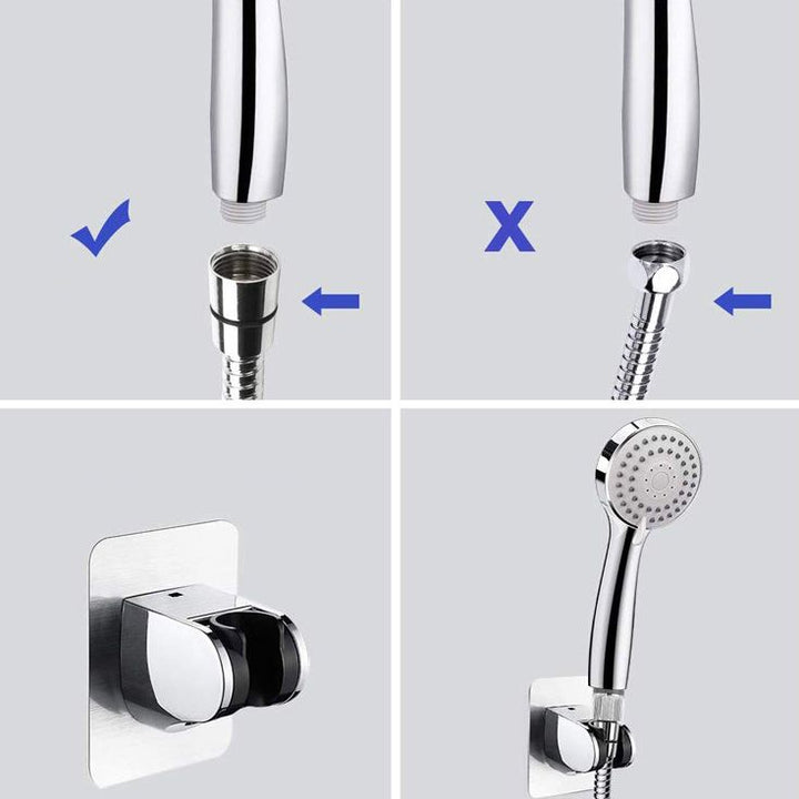 Lisslune | Modern Dual Shower Head Square High Arc Shower Head Combination in Silver