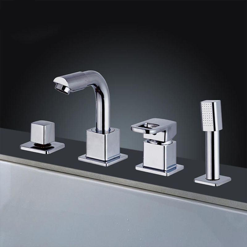 Lisslune | Chrome Bath Faucet Trim with Lever Handle Deck Mounted Bathtub Faucet