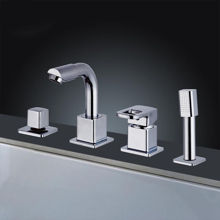 Lisslune | Chrome Bath Faucet Trim with Lever Handle Deck Mounted Bathtub Faucet