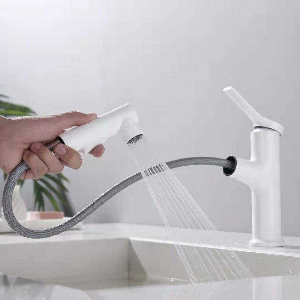 Lisslune | Contemporary Vessel Faucet Copper Single Handle Low Arc Pull Down Vessel Faucet for Home