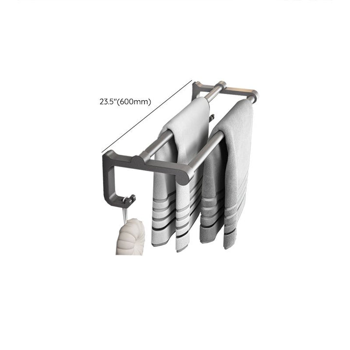 Lisslune | Gray contemporary bathroom accessory set Bathroom shelf/towel holder & bathrobe hook incl.