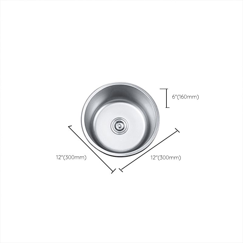 Lisslune | Round Single Bowl Kitchen Sink Stainless Steel Sink with Drain Strainer Set