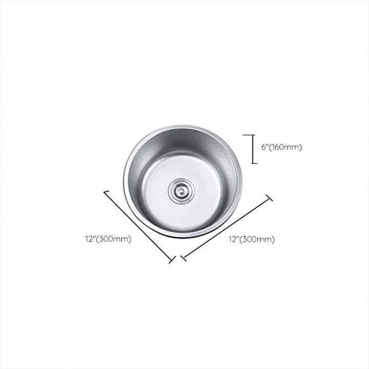 Lisslune | Round Single Bowl Kitchen Sink Stainless Steel Sink with Drain Strainer Set