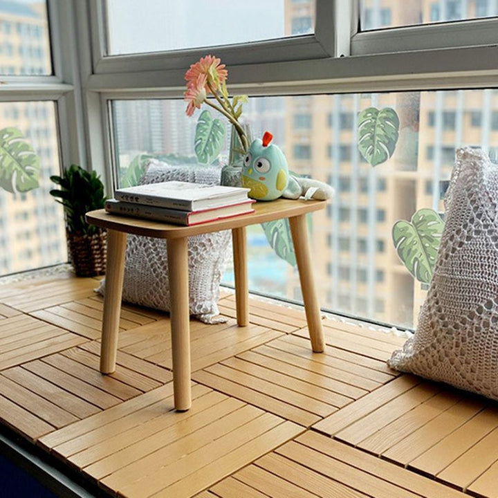 Lisslune | Yellow 6-Slat Square Wood Floor Tiles Click System Floor Tiles