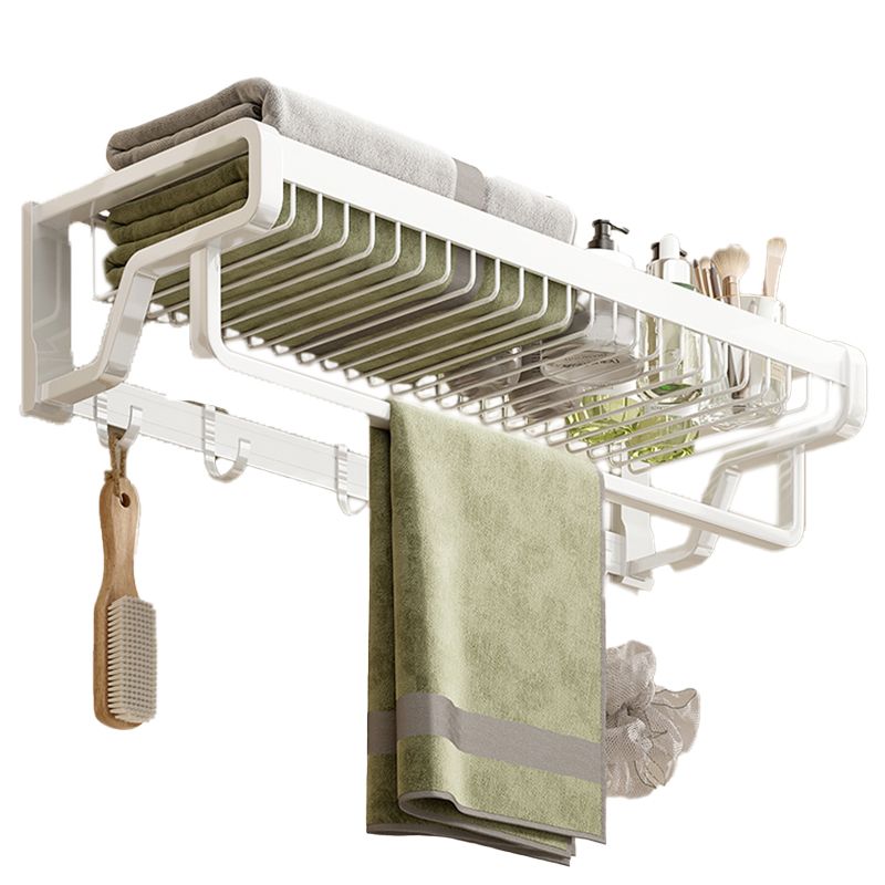 Lisslune | Contemporary bathroom accessory set made of matte stainless steel-aluminum with bathrobe hook/bath shelf
