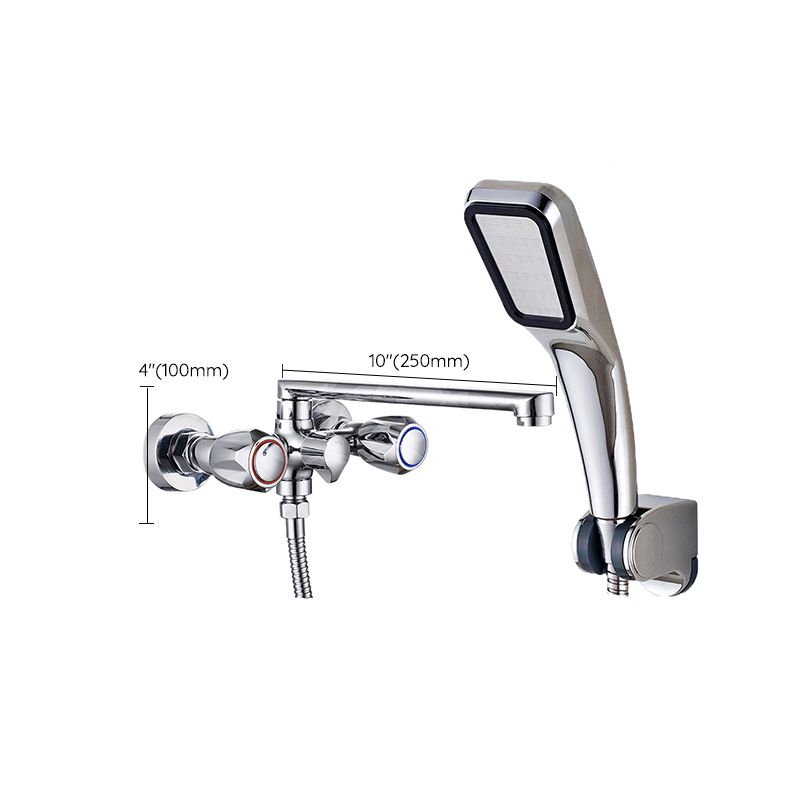 Lisslune | Contemporary Bathtub Faucet Trim Chrome Wall-Mounted Swivel Spout with Hand Shower
