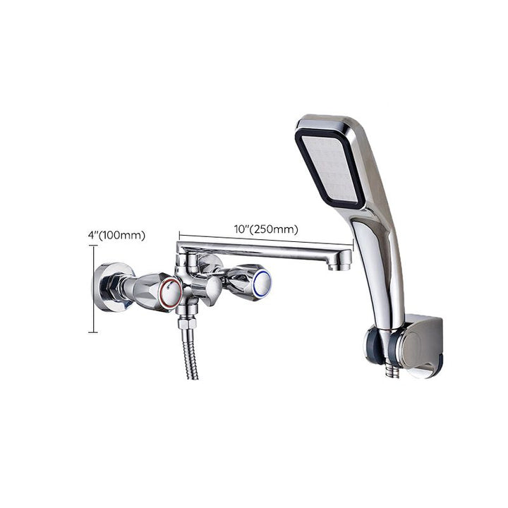 Lisslune | Contemporary Bathtub Faucet Trim Chrome Wall-Mounted Swivel Spout with Hand Shower