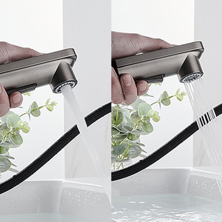 Lisslune | Modern Brass Faucet Center Mount Bathroom Faucet with Water Hose