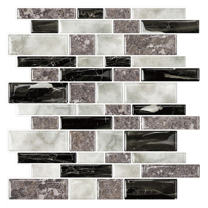Lisslune | 12"x 12" Resin Mosaic Tiles Square Self-Adhesive Tiles for Backsplash & Wall Tile