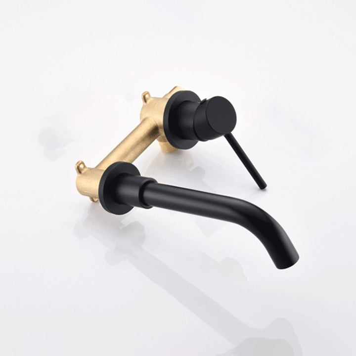 Lisslune | Round Single Lever Bathroom Faucet 2-Hole Wall Mounted Bathroom Faucet with Swivel Spout
