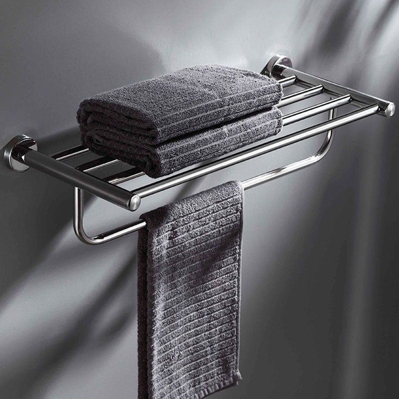 Lisslune | Polished Chrome 5-piece modern bathroom accessory set with bathroom shelf