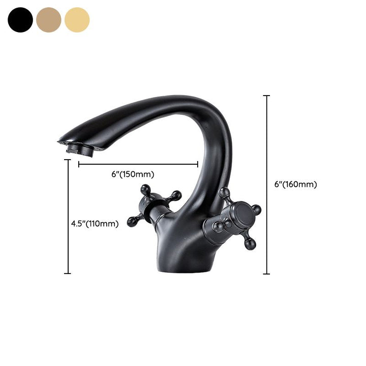 Lisslune | Bathroom Vessel Faucet Double Cross Handle Low Arc Industrial Sink Faucet