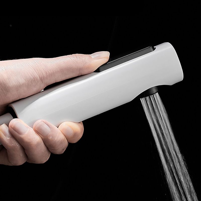 Lisslune | Round Shower Set White Wall Mounted Hand Shower Lever Handle Shower Hose Swiveling Shower Set