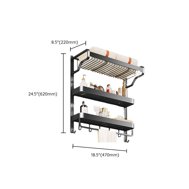 Lisslune | Modern Bathroom Set Matte Black Bathroom Shelf Towel Rack Bathroom Accessories Set