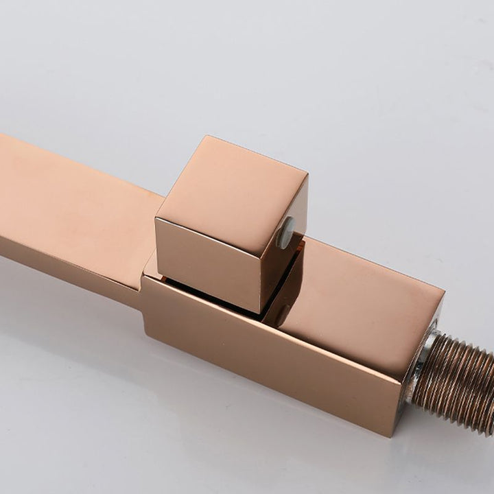 Lisslune | Contemporary Wall Mounted Bathroom Faucet Handle Knob Solid Brass Square Faucet