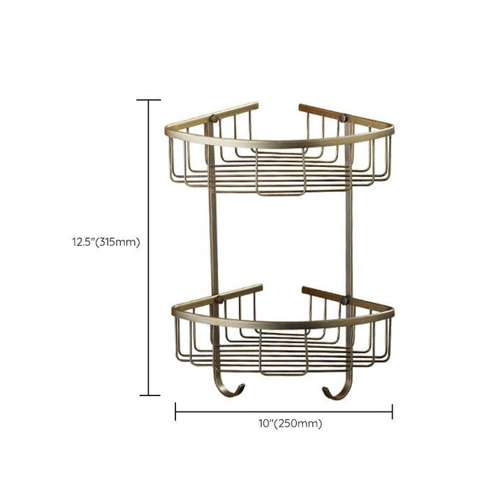 Lisslune | Worn Brass Traditional Bathroom Set with Bath Shelf/Paper Holder & Towel Bar