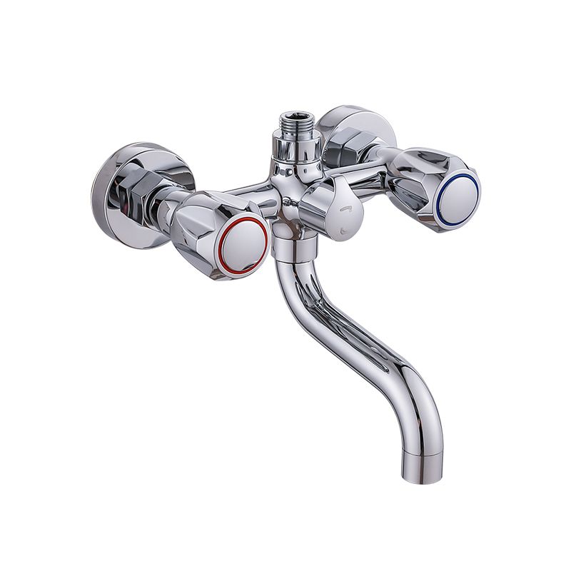 Lisslune | Chrome Bathroom Faucet Trim Wall-mounted Swing Faucet with Hand Shower