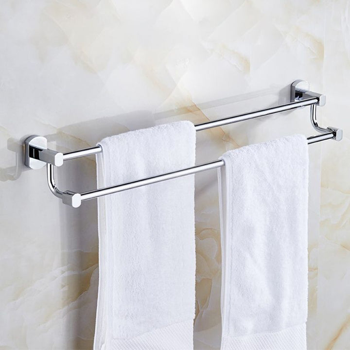 Lisslune | Polished Chrome Modern Bathroom Accessory Set Silver Towel Holder/Bath Shelf