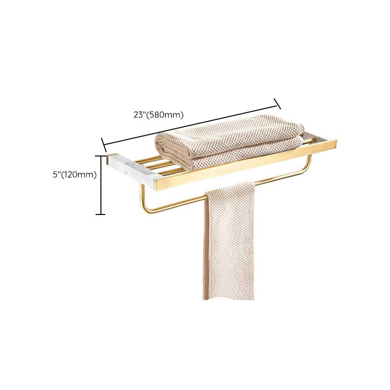 Lisslune | Brushed Brass Bathroom Accessory Set Metal & Marble Bathroom Hardware Set with Bath Shelf