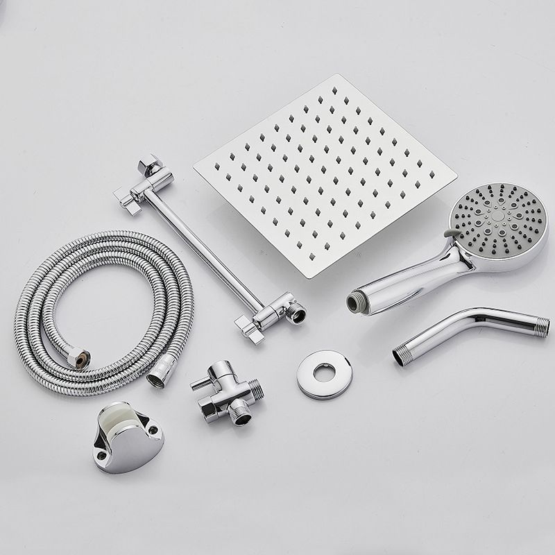 Lisslune | Silver Square Fixed Shower Head Modern Style Wall Mounted Shower Head