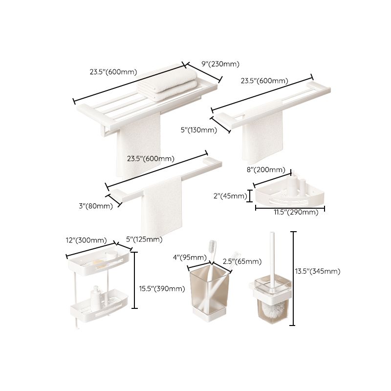 Lisslune | Modern White Bathroom Accessory Set Stainless Steel Bath Hardware Set