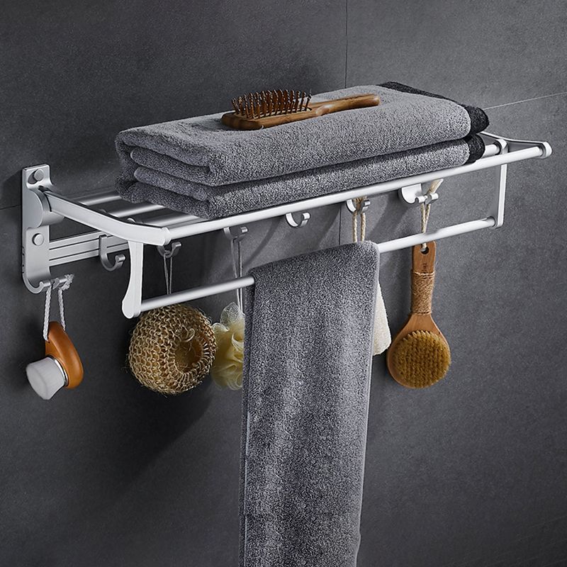 Lisslune | Contemporary silver metal bathroom accessory set with towel rack