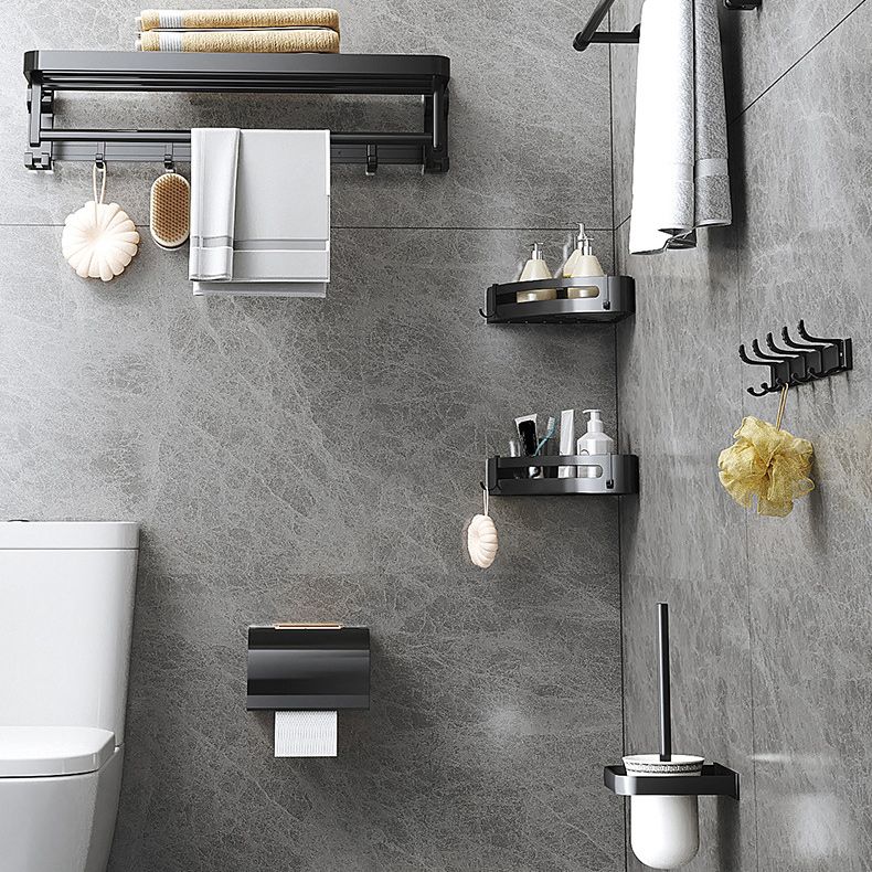 Lisslune | Modern Matte Black Bathroom Accessory Set with Bath Shelf/Towel Hook/Towel Bar