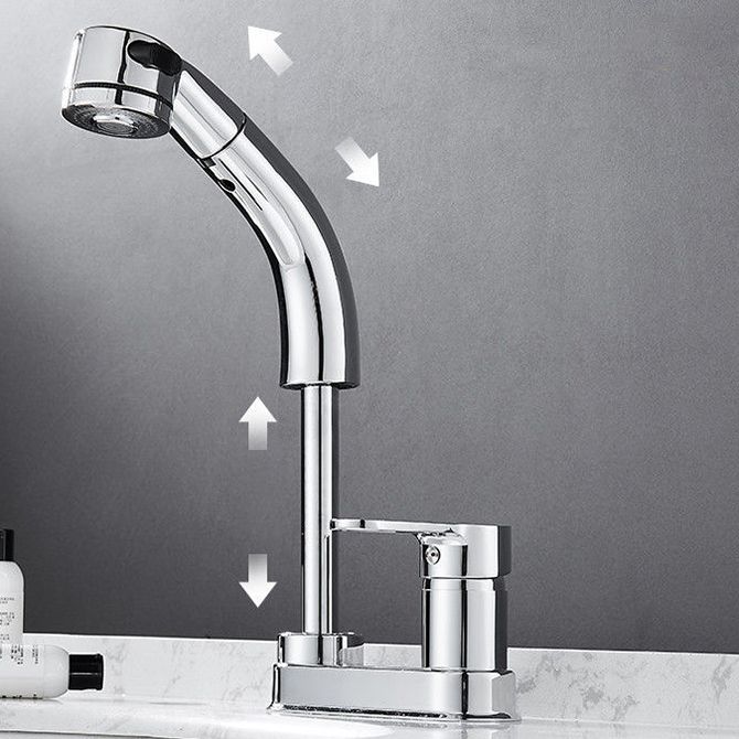 Lisslune | Modern Style Sink Faucet Copper Handle Low Arch Pull-out Sink Faucet