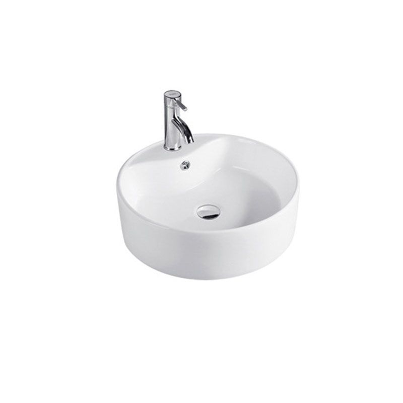 Lisslune | Contemporary sink porcelain water trough with round shape (faucets not included)