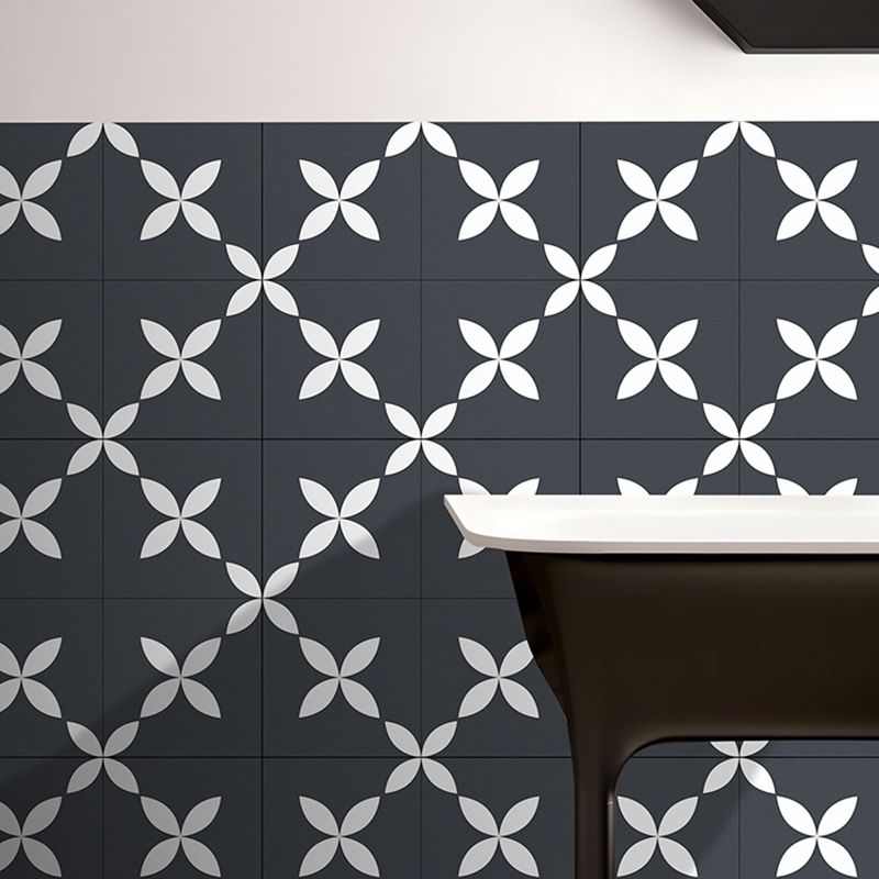 Lisslune | Square Indoor Vinyl Floor Peel and Stick Floral Print Waterproof Vinyl Floor