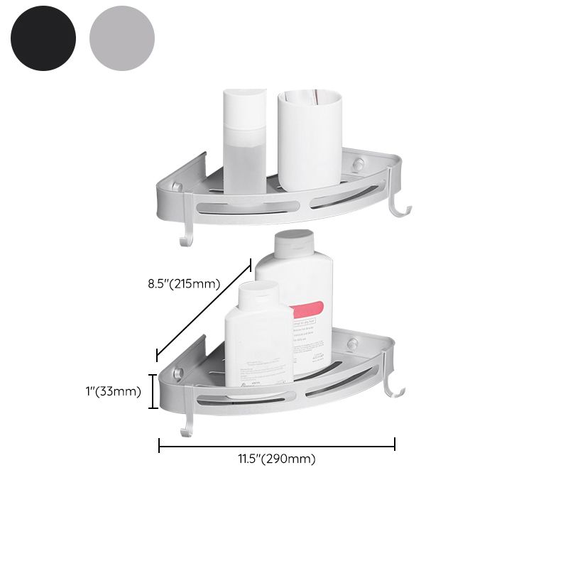 Lisslune | Modern Aluminum Bathroom Accessory Set Black/ Silver Bathroom Shelf