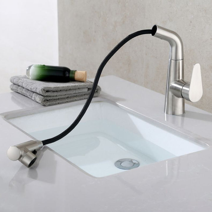 Lisslune | Contemporary Vessel Faucet Pull-Out Faucet with Single Lever Handle