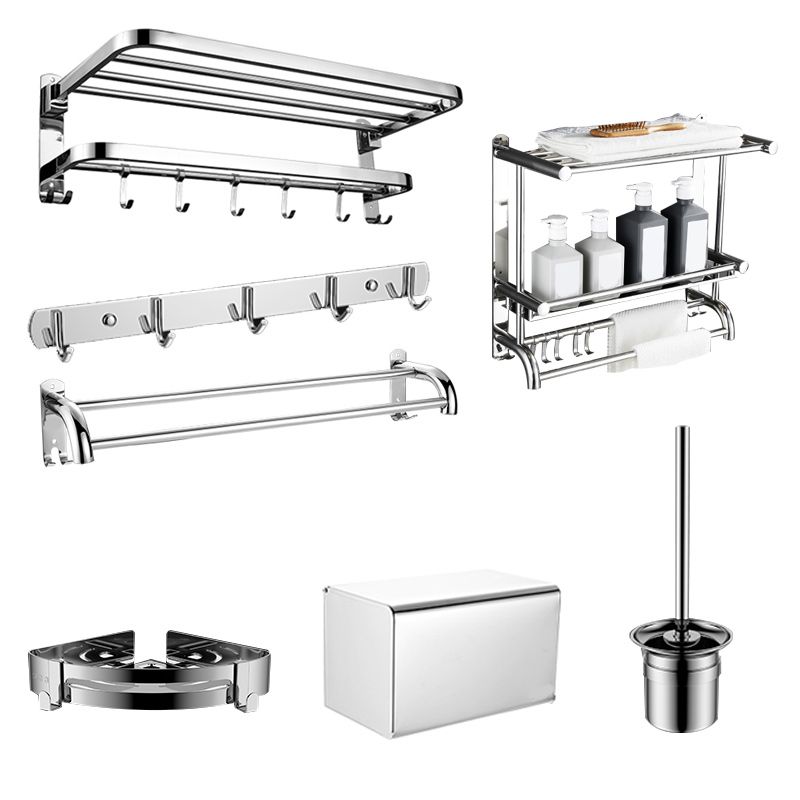 Lisslune | Modern Bathroom Accessory Set Made of Chrome-Plated Stainless Steel with Bathrobe Hook/Towel Bar