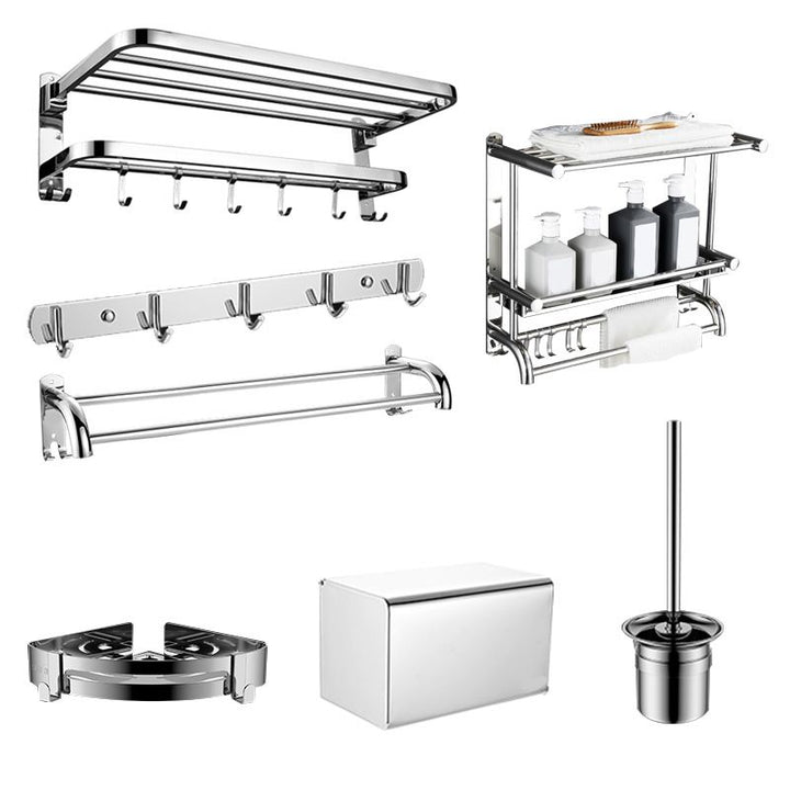 Lisslune | Modern Bathroom Accessory Set Made of Chrome-Plated Stainless Steel with Bathrobe Hook/Towel Bar