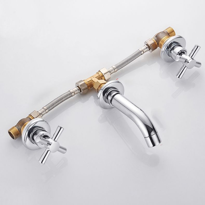Lisslune | Modern bathroom faucet wall-mounted cross handles low arc faucet