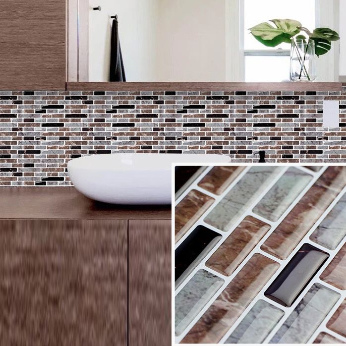 Lisslune | 12"x 12" Resin Mosaic Tiles Square Self-adhesive Tiles for Backsplash & Wall Tile