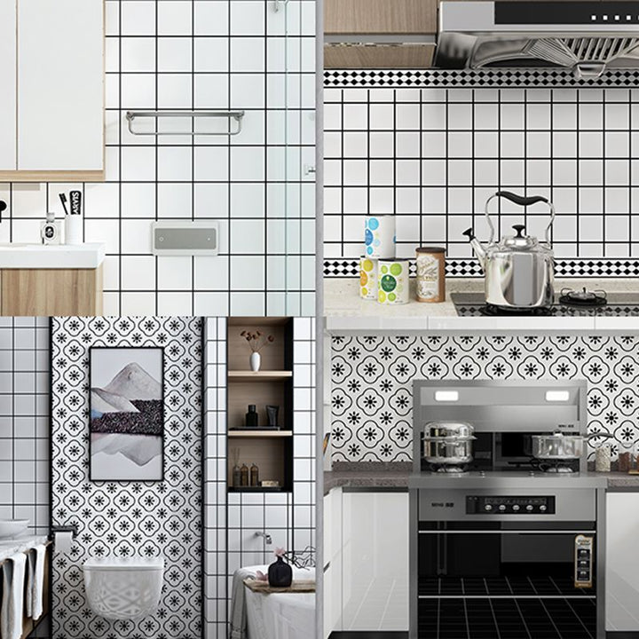 Lisslune | PVC Rectangular 12" X 23" 5-Pack Peel & Stick Mosaic Tile Kitchen and Bathroom Backsplash