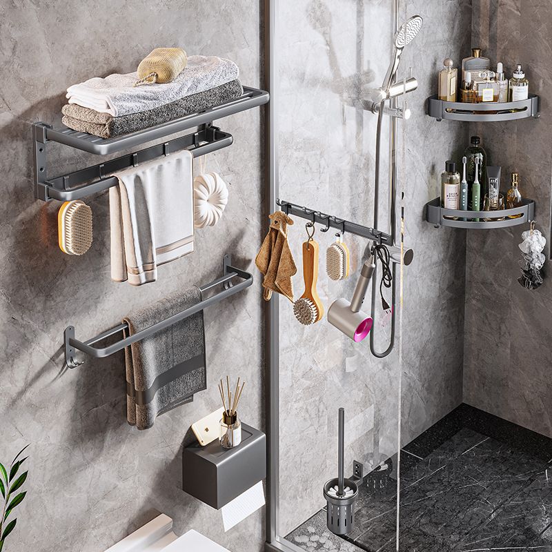 Lisslune | Modern Bathroom Accessory Hardware Set Gray Towel Bar Bathroom Shelf Bathroom Hardware Set