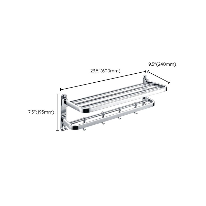 Lisslune | Chrome Modern Bathroom Hardware Set Stainless Steel Towel Hook/Towel Bar & Bath Shelf