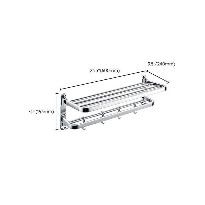 Lisslune | Chrome Modern Bathroom Hardware Set Stainless Steel Towel Hook/Towel Bar & Bath Shelf